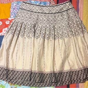 LOFT Cream and Black A-Line Skirt